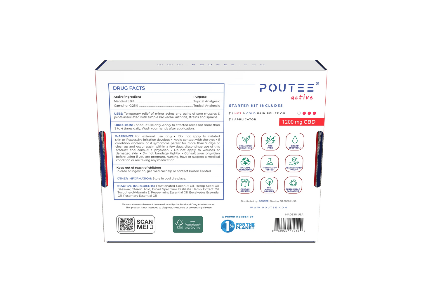 Hot + Cold Pain Relief Oil Starter Kit – 1200mg CBD | Deep Comfort & Applicator - Ingredients List