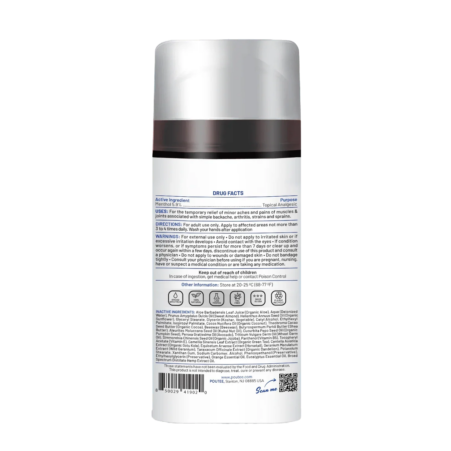 POUTEE_Citrus_Pain_Relief_Cream_2400mg_CBD_-_ingredients_list