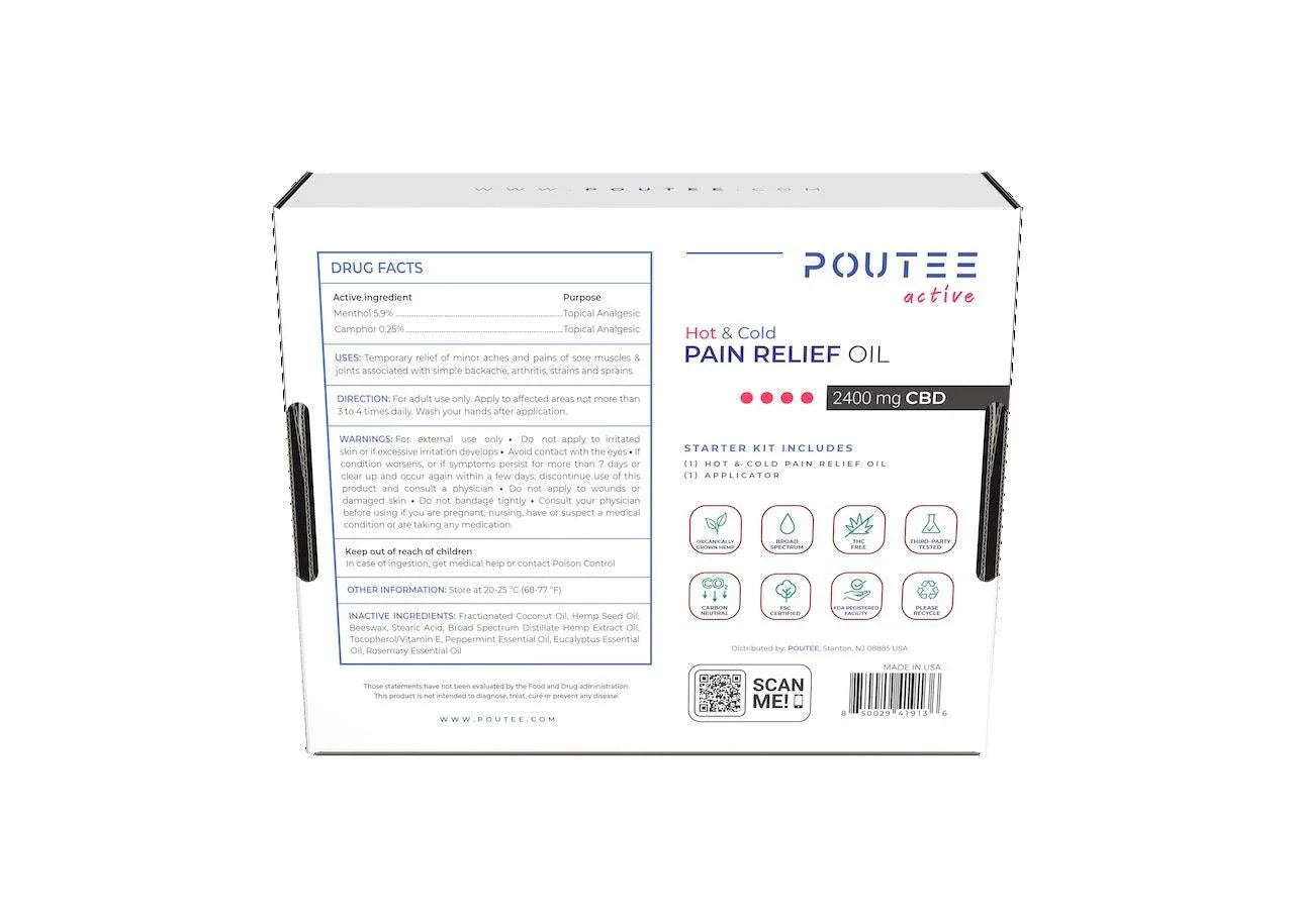 Hot + Cold Pain Relief Oil – Starter Kit 2400mg CBD | Intense Relief & Applicator - Ingredients list
