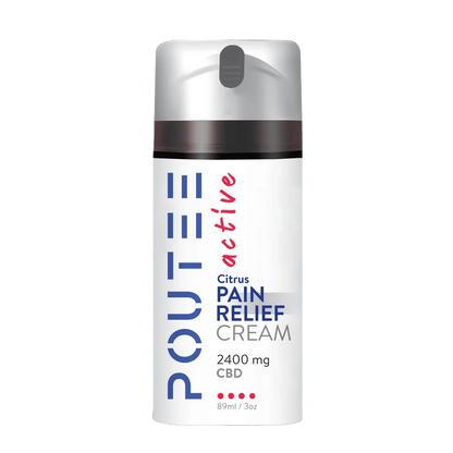 POUTEE Citrus Pain Relief Cream 2400mg CBD with airless pump.