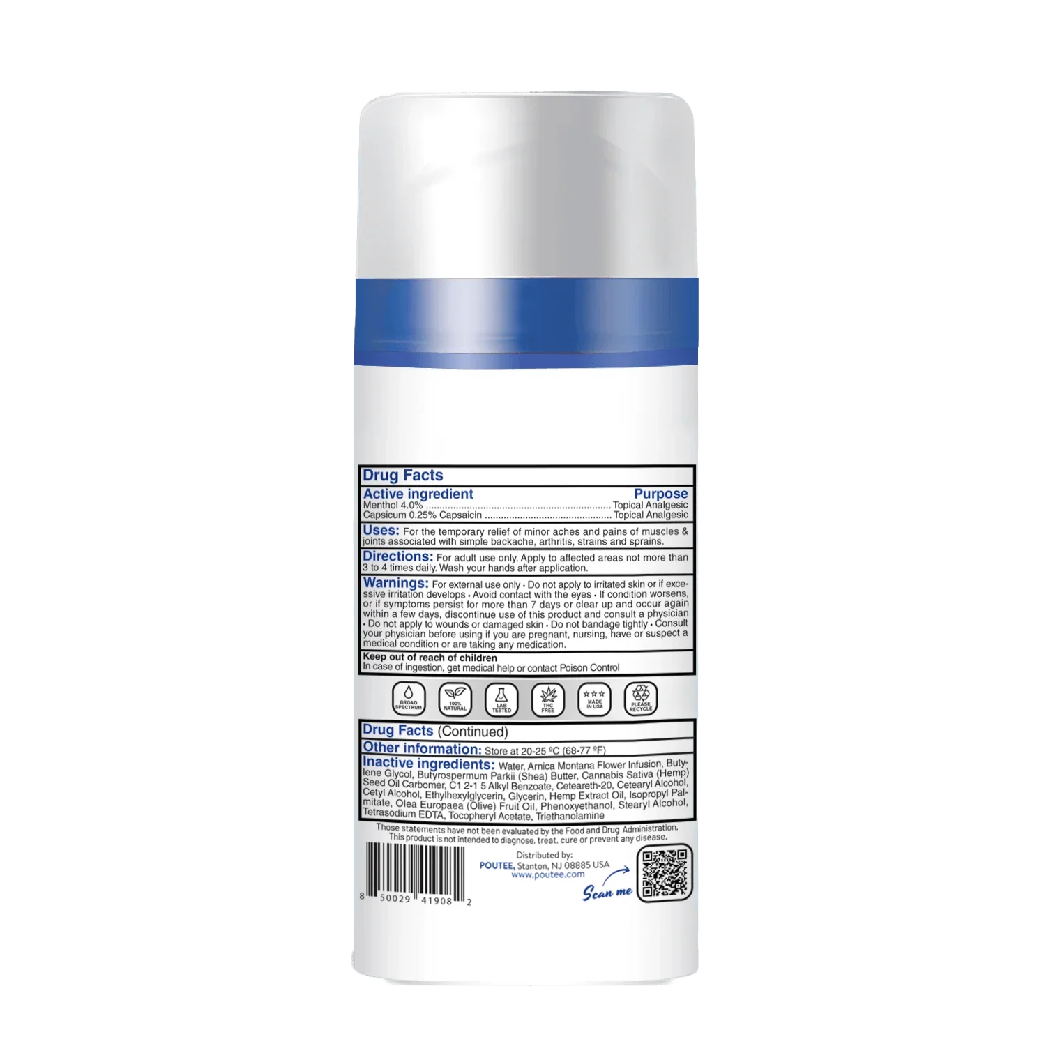 Original-Pain-Relief-Cream-600mg-CBD-Ingredients list -_- POUTEE